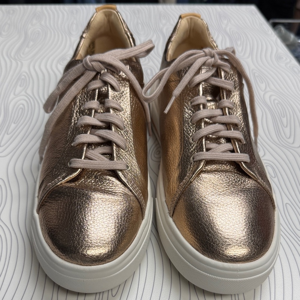 Rose Gold Metallic Sneakers, Sz 9.5